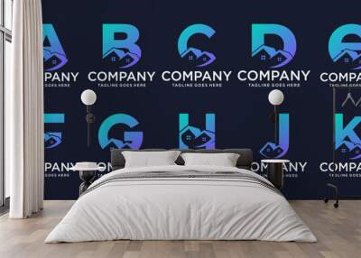 Creative collection of home/home mega real estate logos with abstract initial letters A to Z modern branding. logotype design template inspiration. gradient color monogram Wall mural