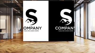 Creative Logo design of S in vector for construction, home, real estate, building, property. Minimal awesome trendy professional logo design template on black background. Wall mural