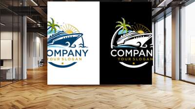 Creative ocean Cruise ship icon logo design vector illustration. Maritime Luxury Cruise Logo Template. Wall mural