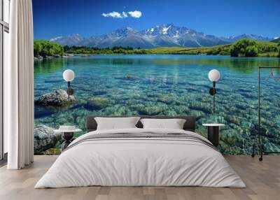 Crystal Clear Lake with Mountain View Wall mural