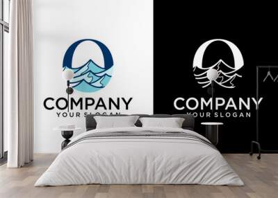 ocean waves logo in letter o concept Wall mural