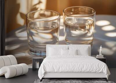 Two Glasses of Water with Sunbeams Wall mural