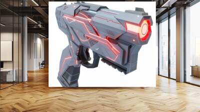 3D Render, Low Poly style of a futuristic laser gun, on isolated white background, Generative AI Wall mural