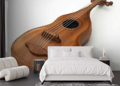 3D Render, Low Poly style of a vielle with a rounded body and multiple strings, on isolated white background, Generative AI Wall mural