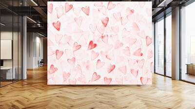 Abstract watercolor heart background. Concept love, valentine day greeting card. Wall mural