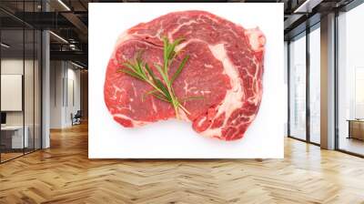 Fresh raw bio  beef steak isolated on white background. Wall mural