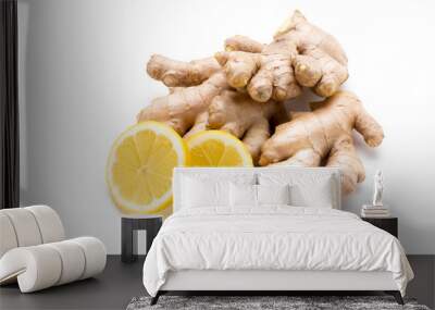 Ginger bio and lemon on white background. Wall mural