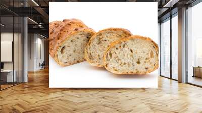 Loaf of bread isolated on white. Wall mural