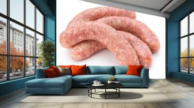 Raw sausage with parsley leaf isolated on white background. Wall mural