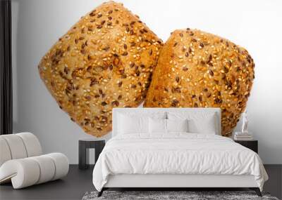 Rye eco breads on the white background. Wall mural