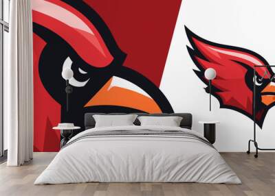 Sleek Cardinal Mascot Logo: Infusing Modern Illustration into Sports, Esports, Badges, Emblems, and T-shirt Prints Wall mural