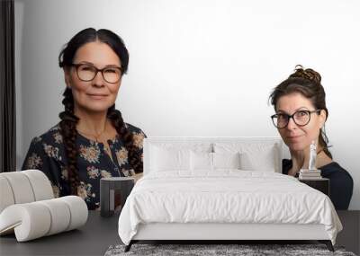 Teaching set of American woman teacher with glasses for Teachers’ Day, Isolated on Transparent Background, PNG Wall mural