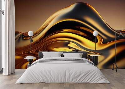 Gold oil wave background Wall mural