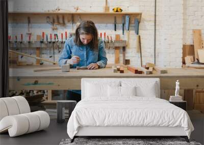 Working with wood in the atelier Wall mural