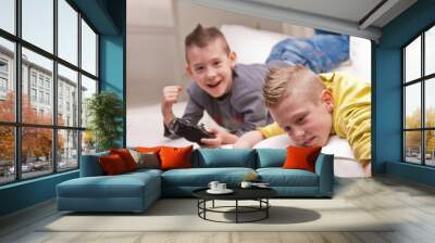 two kids playing video games Wall mural