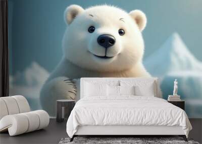 A polar bear is holding a sign that says Happy New Year Wall mural