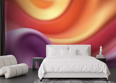 Abstract Background with 3D Wave Bright Gold and Purple Gradient Silk Fabric Wall mural