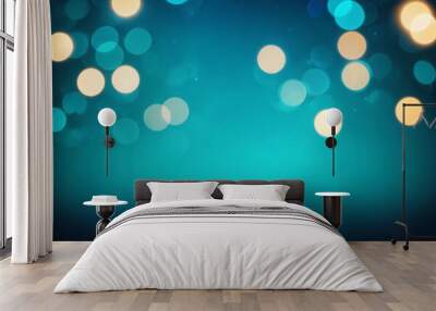 Glowing teal background with abstract blue bokeh perfect for a holiday concept Copy space image for a banner Wall mural