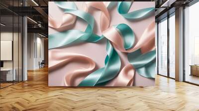 Luxurious Pastel Satin Ribbon Waves in Soft Elegant Backdrop Wall mural