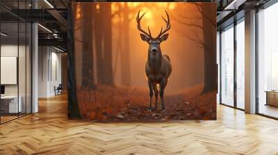 Portrait of a deer in an autumn forest Wall mural