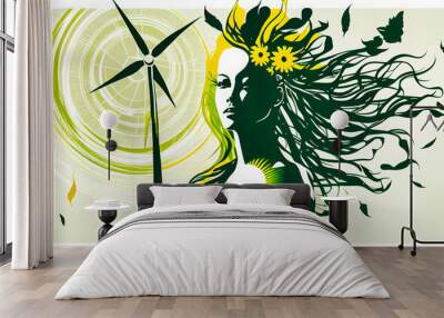 Humans animals and nature green life Wall mural