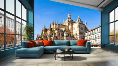 Segovia, Spain – Segovia cathedral in a winter day seen from plaza Mayor. It was the last gothic style cathedral built in Spain, during the sixteenth century. Wall mural