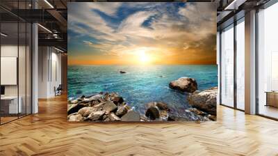 Beach at sunset Wall mural