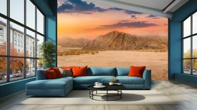 Desert and mountains at sunrise Wall mural