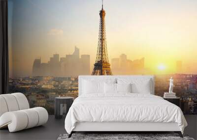 Eiffel Tower and La Defense Wall mural