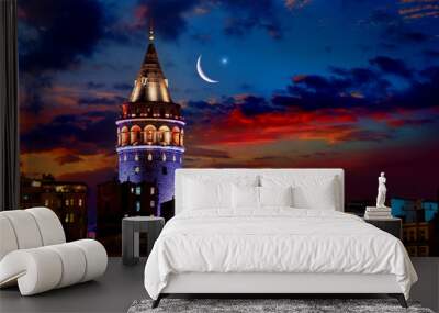 Galata Tower at night Wall mural