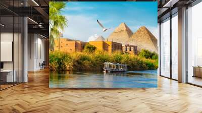 Pyramids near Nile River Wall mural