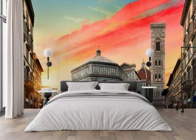 Sunrise and cathedral Wall mural