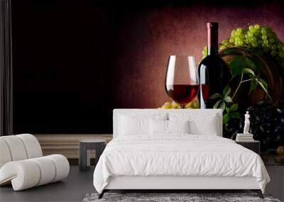 Vine of grape with wine Wall mural