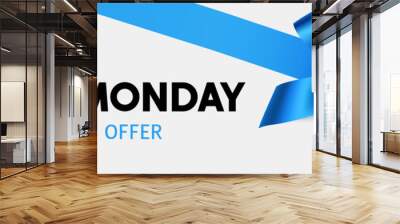 Cyber monday sale design template. Decorative blue bow with price tag. Vector illustration. Wall mural