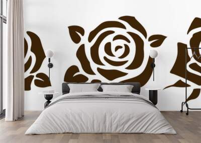 Vector rose icon. Set of decorative flower silhouettes for your design Wall mural