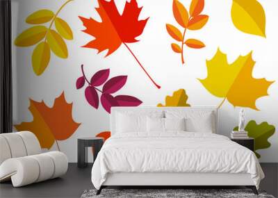 Vector set of decorative autumn leaf silhouettes. Wall mural