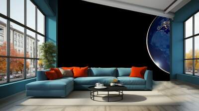 Earth at night from space on black background banner. Elements of this image furnished by NASA. Wall mural