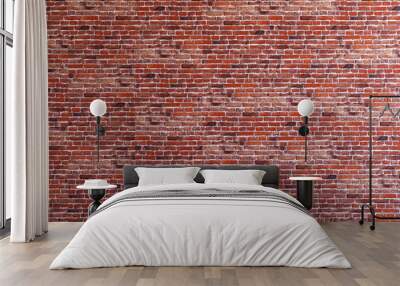 Red brick wall grunge texture wallpaper. Red brick wall pattern background 3d render with copy space Wall mural