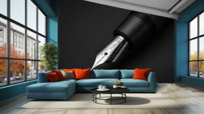 A close up of a pen with a black and silver design Wall mural