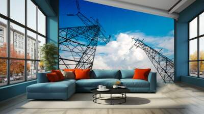 High-voltage tower sky background Wall mural