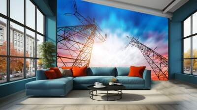 High-voltage tower sky background Wall mural