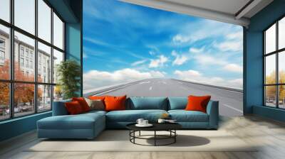 Way high way blue sky to Travel Destination journey Wall mural