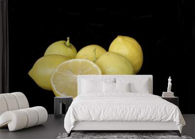 Lemons in isolated Wall mural