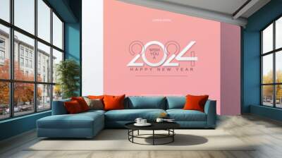 2024 new year typeface logo concept for cover, calendar and social media post template Wall mural