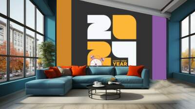 2024 new year with unique typeface number logo. Greeting concept for new year celebration square template for social media post Wall mural