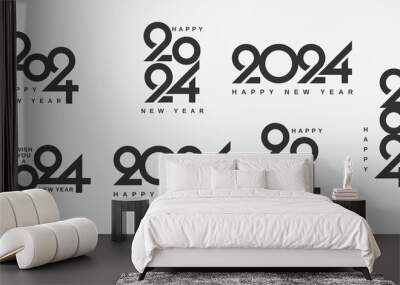 Big set of 2024 new year logo text design. Collection of 2024 new year symbol for calendar, flyer and banner Wall mural