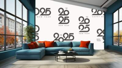 Big set of 2025 new year logo text design. Collection of 2025 new year symbol for calendar, flyer and banner Wall mural