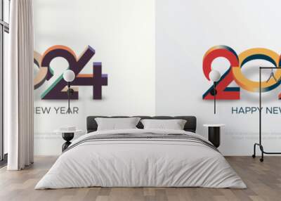 Creative concept of 2024 new year with 3D number. Happy new year 2024 modern design concept for greeting card, banner, poster and social media post template Wall mural