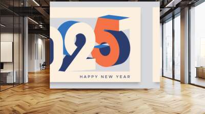 Happy new year 2025 with number on art wall concept. Happy new year 2025 modern art banner template Wall mural