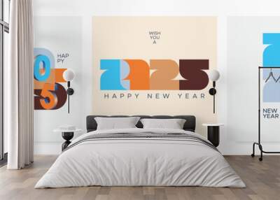 Happy new year 2025 with unique modern number. Greeting concept for 2025 new year celebration Wall mural